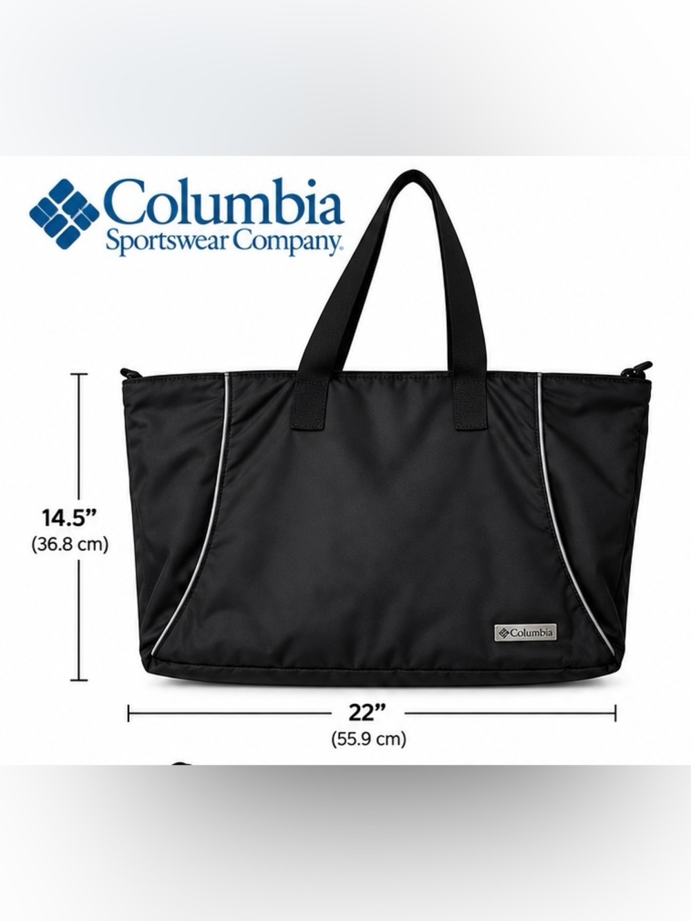 Columbia Women’s Black Nylon Travel Tote Shoulder Crossbody Bag Large 22”